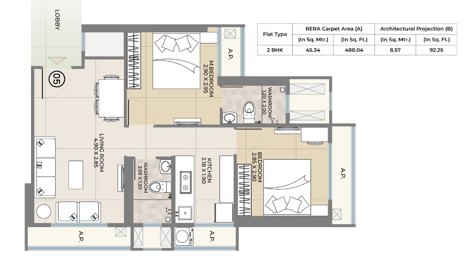 Ekdanta-Rex-Residency-Floor-Plan-2-BHK-488-Sqft-Floor-Plan (2)